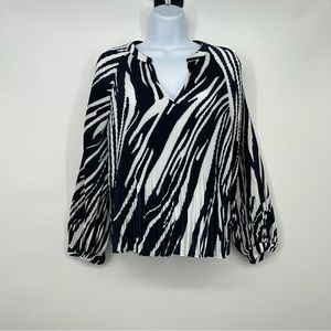 Banana Republic zebra print blue and white blouse size small